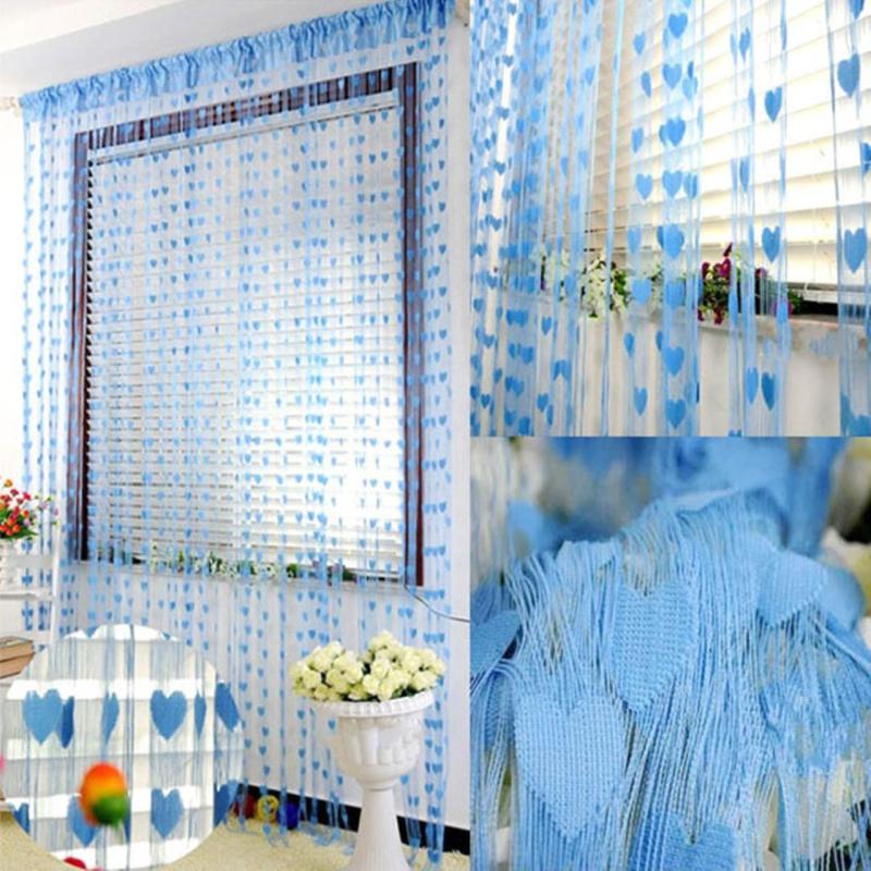 Rèm cửa sổ trang trí nhà cửa trái tim độc đáo chất liệu vải cotton mềm mại có kích thước 186cmx100cm