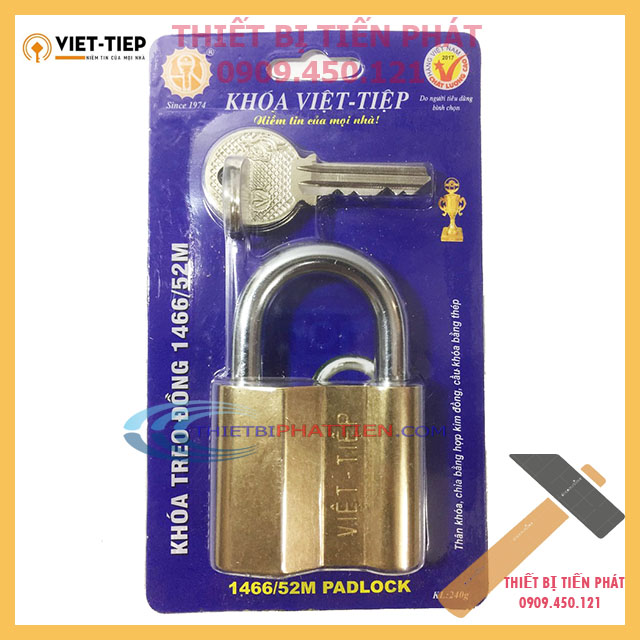 Ổ Khóa Cửa VIỆT TIỆP Treo Đồng 1466/52M Cao Cáp 5 Phân (Chính Hãng)