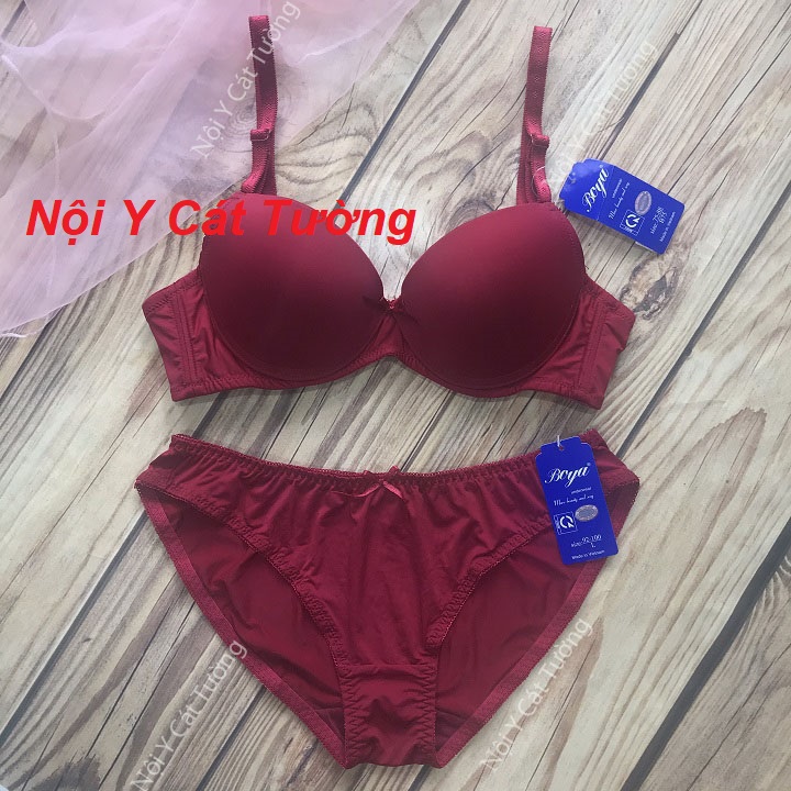 Bộ đồ lót Boya trơn ( 1 quần +1 áo) mút mỏng có gọng , mút mỏng 1cm