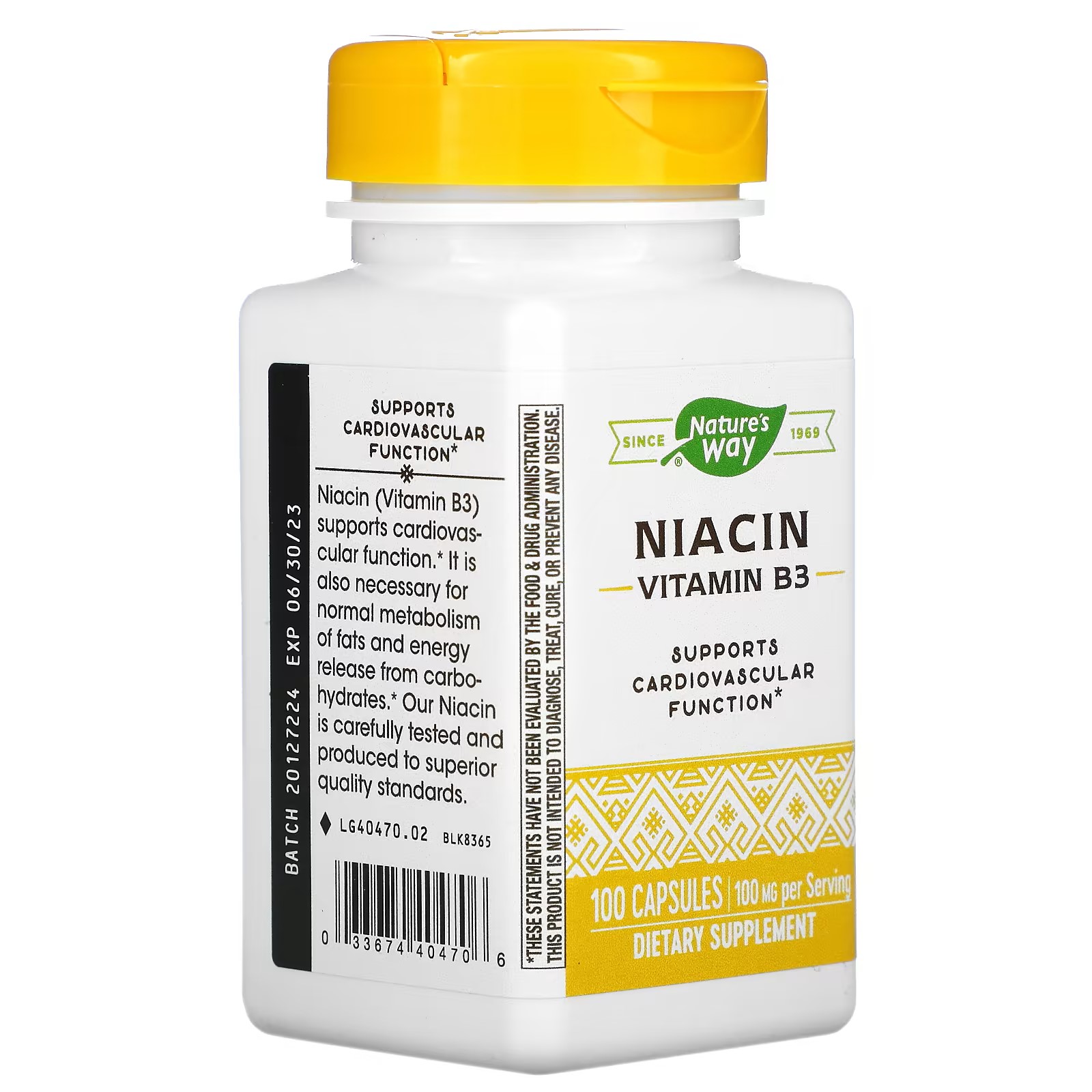 Nature's way , niacin, vitamin b3, 100 mg, 100 viên nhộng