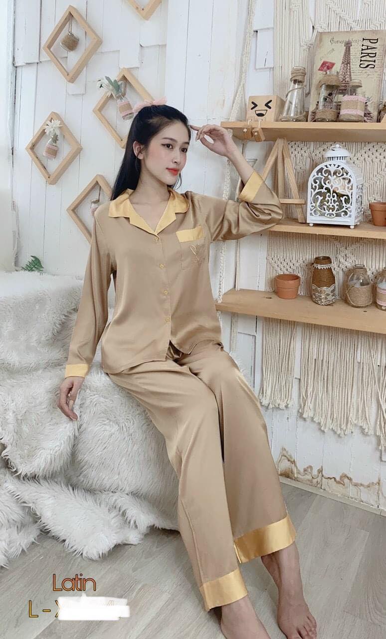 BỘ PIJAMA LỤA LATIN CAO CẤP - QUẦN DÀI TAY DÀI ( DƯỚI 56KG)