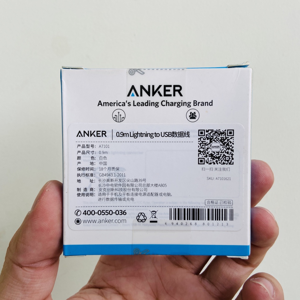 [GIAO HỎA TỐC] Cáp sạc Anker 0.9m chuẩn MFI cho iphone/ipad A7101
