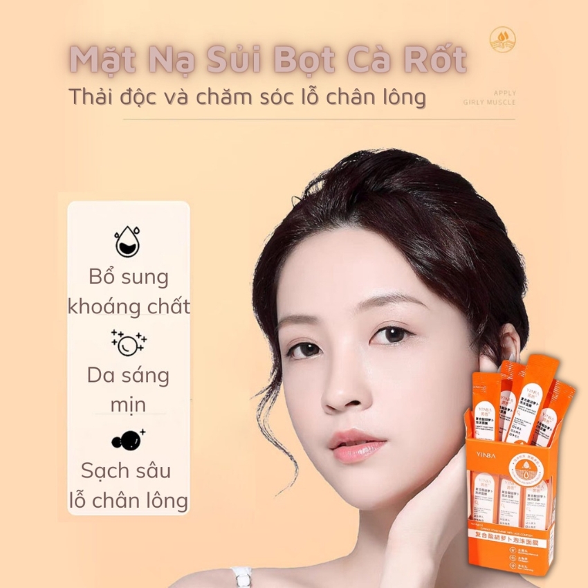 Mặt Nạ Sủi Bọt Thải Độc Cà Rốt Cuốn Sạch Bụi Bẩn Dầu Thừa Giảm Mụn Đầu Đen Detox Da Sáng Mịn - LUTAMALY