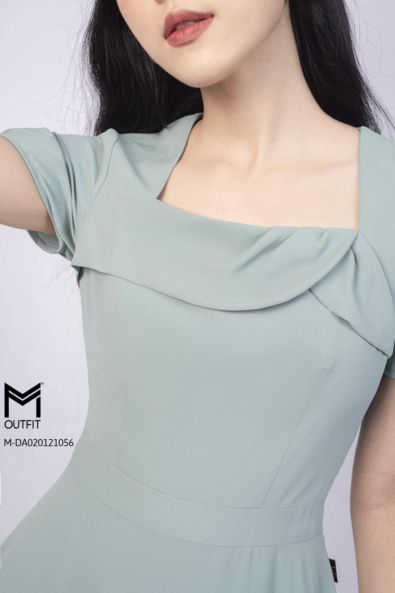 Đầm xòe, cổ vuông, tay cộc - Mmoutfit