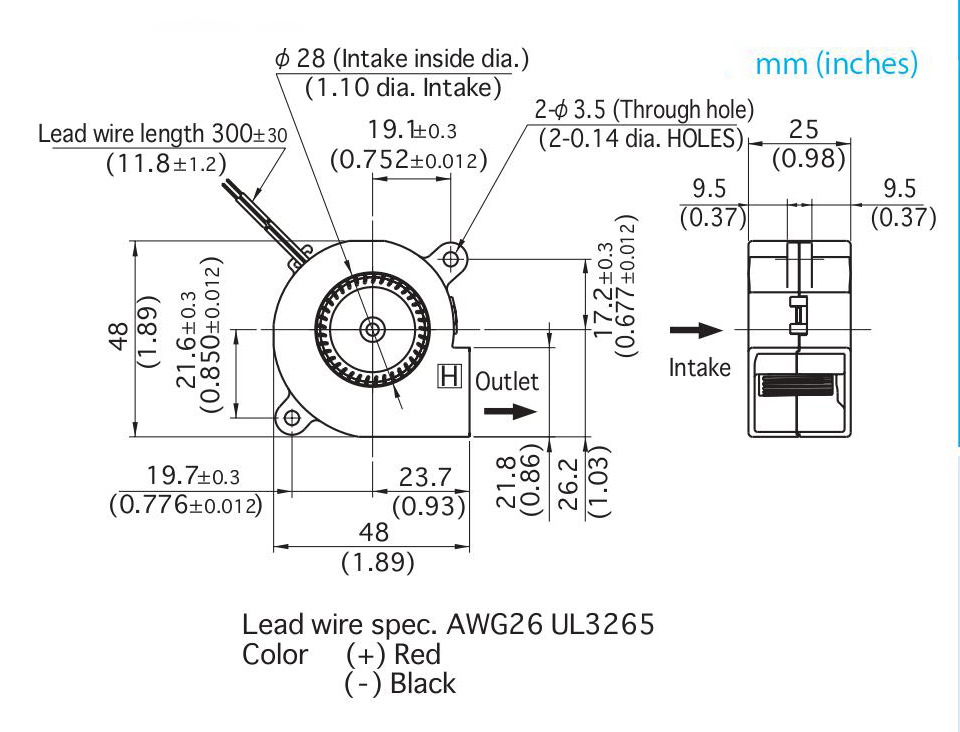 Quạt sò Nidec Servo 48x48x25mm 12v 0.23A