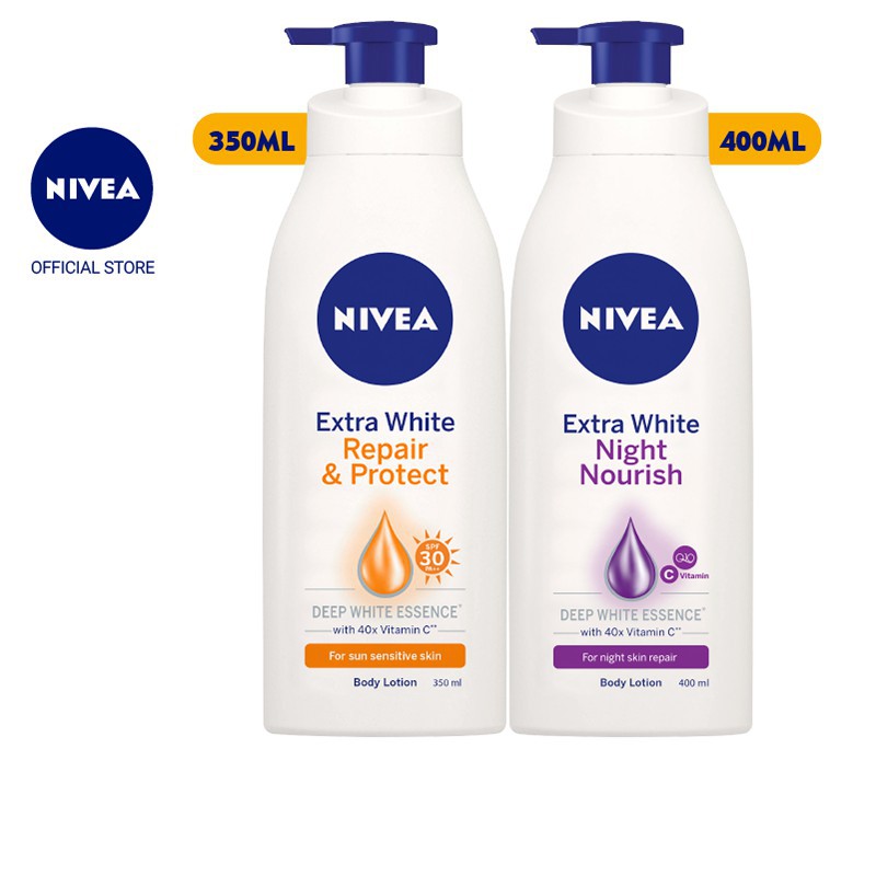 [HCM]Bộ đôi chống nắng và dưỡng trắng da ngày 350ML đêm 400ML NIVEA