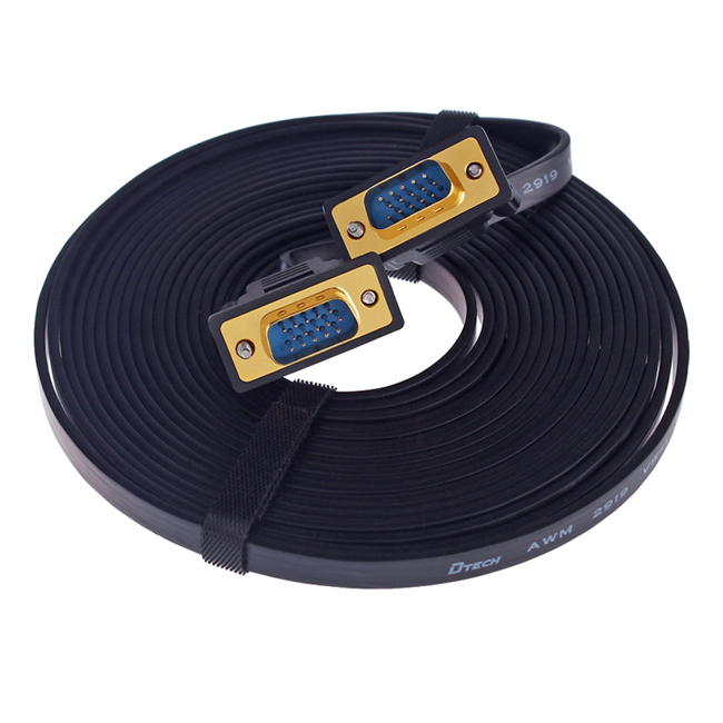 Cáp vga 3m - 20m mỏng dẹt dtech dt-69f10 chính hãng