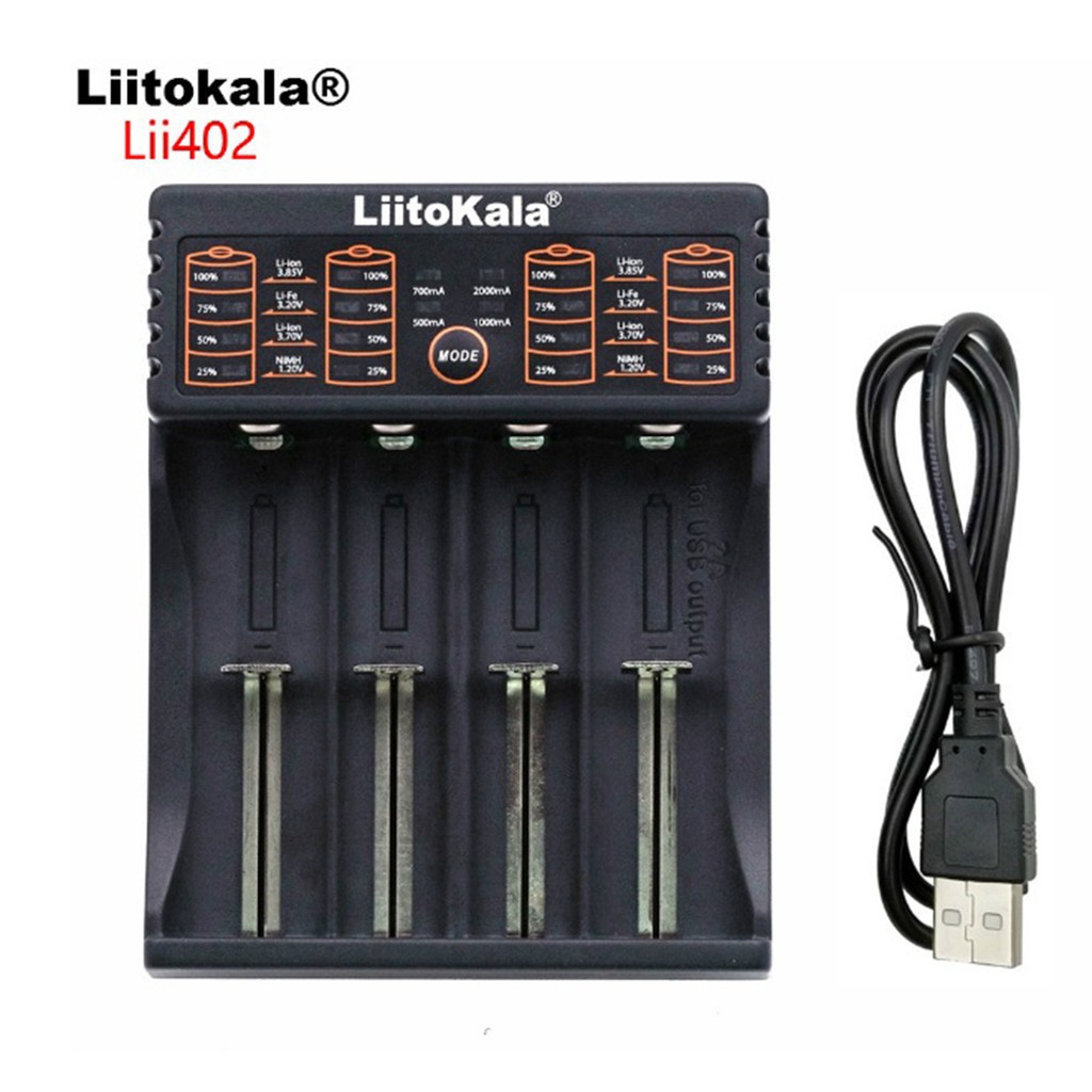 Sạc Pin Đa Năng Liitokala 4 Khe ( Sạc 4 Pin ) (Sạc Pin 18650, 14500, Aa, Aaa ...) Tự Động Chọn Dòng 3.7v Hoặc 1.5v & Ngắt Khi Pin Đầy