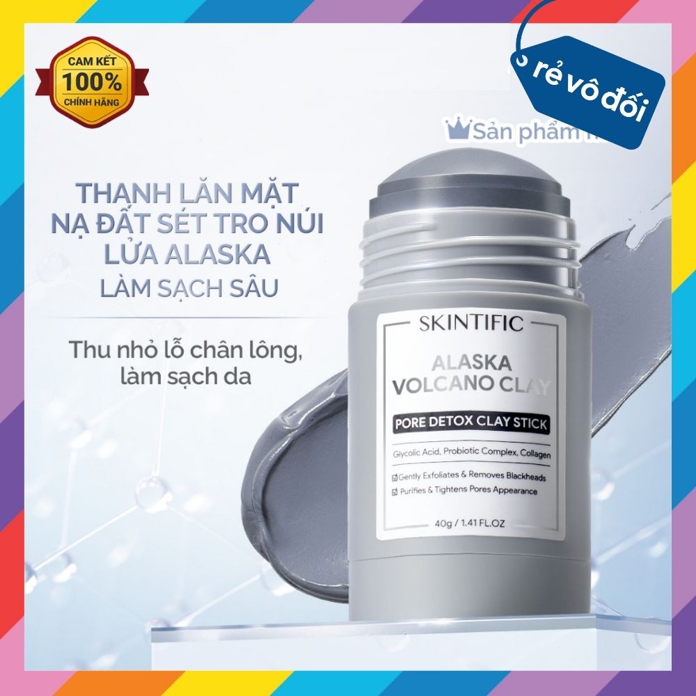 Thanh Lăn Mặt Nạ Đất Sét SKINTIFIC Ngải Cứu / Tro Núi Lửa Alaska 40gr