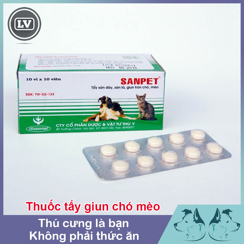 Tẩy giun sanpet cho chó mèo, xổ giun cho thú cưng