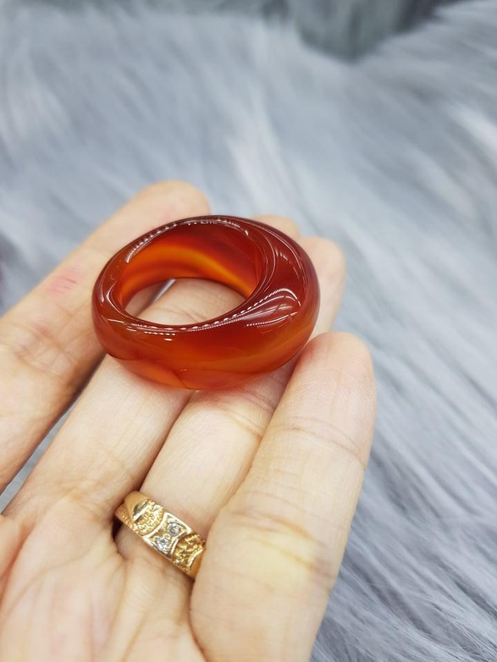 Nhẫn Nam Đá Mã Não Tự Nhiên Màu Đỏ