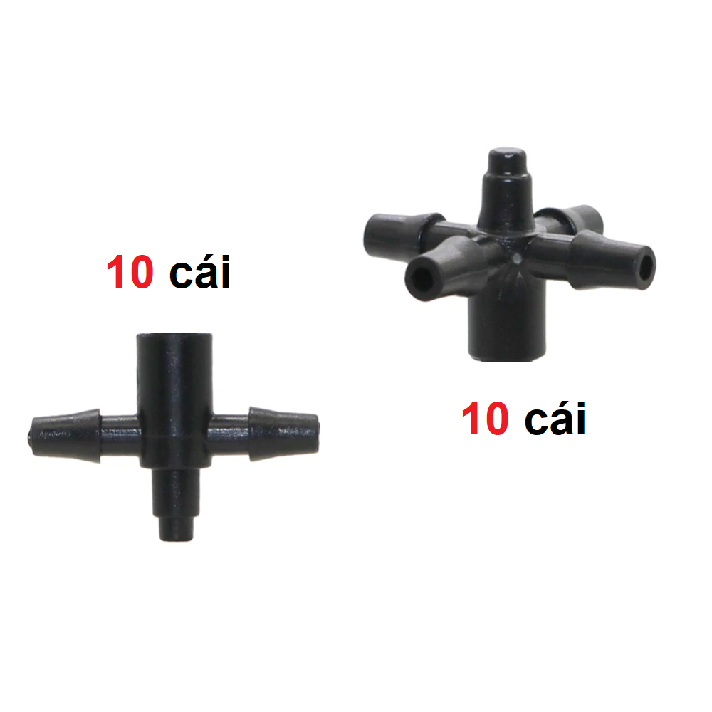 20 cái Chia 2 nhánh ống 5mm hoặc chia 4 nhánh tùy lựa chọn của khách hàng dùng nối với đầu nhỏ giọt bù áp hoặc khởi thủy 5mm 1 đầu trơn 4mm