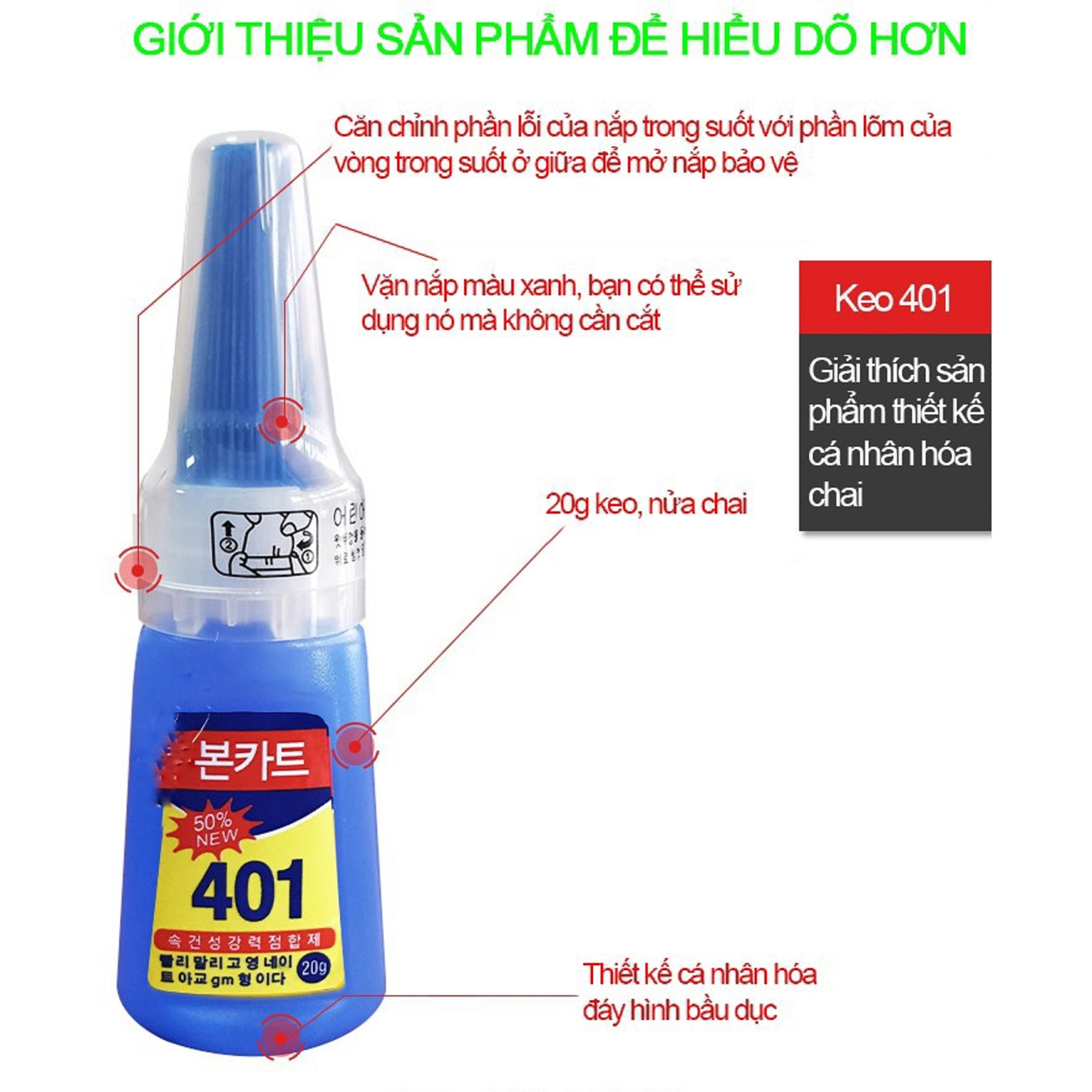 Keo dán móng giả siêu dính 401 dùng nước thoải mái