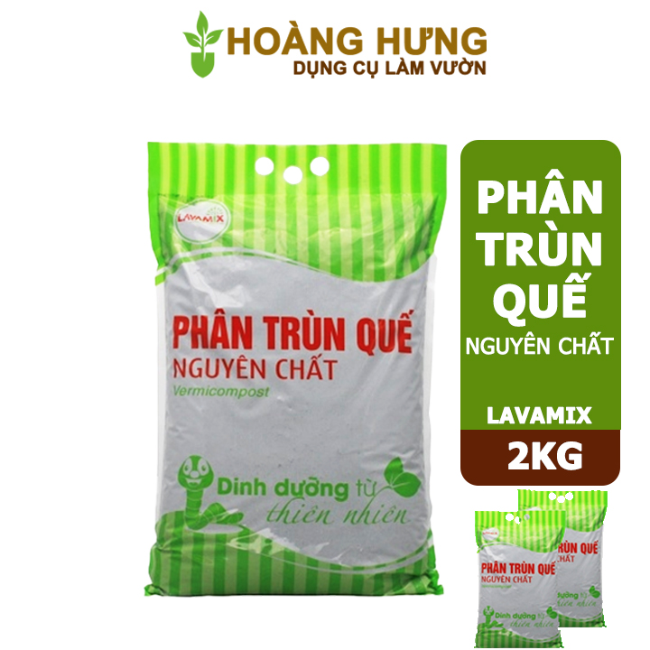 Phân trùn quế Lavamix, bao 2kg, nguyên chất, bổ sung dinh dưỡng, cải tạo đất