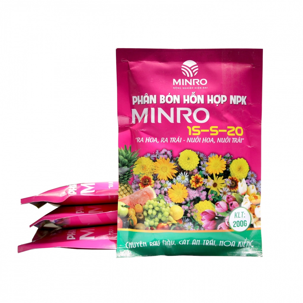 Phân bón hỗn hợp npk minro 15-5-20 tím 200gram