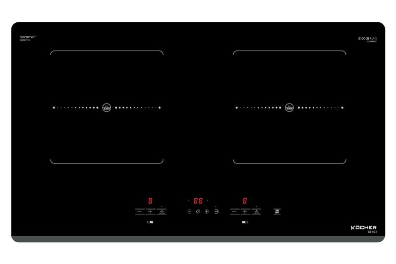[Trả góp 0%]BẾP TỪ ĐÔI KOCHER DI-633 Chế độ sôi liu riu ở mức thấp nhất. DI 633 Tặng kèm bộ nồi từ-QUANG VINH