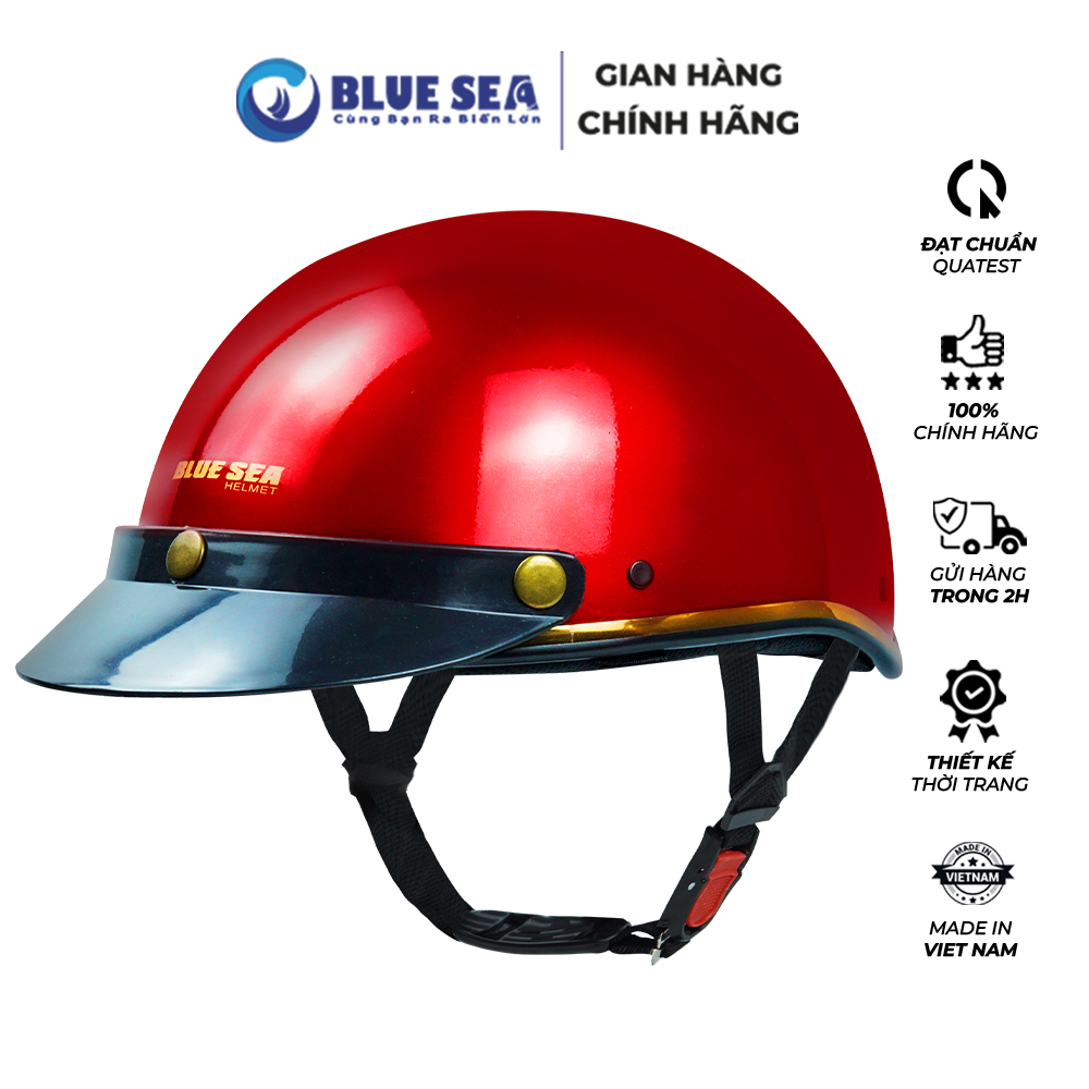 Mũ bảo hiểm 1/2 đầu, nửa đầu BLUE SEA - A366 - Đủ màu sơn Bóng - Thời trang - FreeSize - Chính hãng