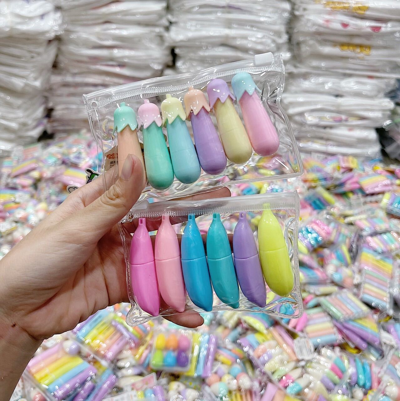 [MUA 2 GIẢM 5%]Bộ 6 bút dạ quang mini dễ thương đồ dùng học tập cute