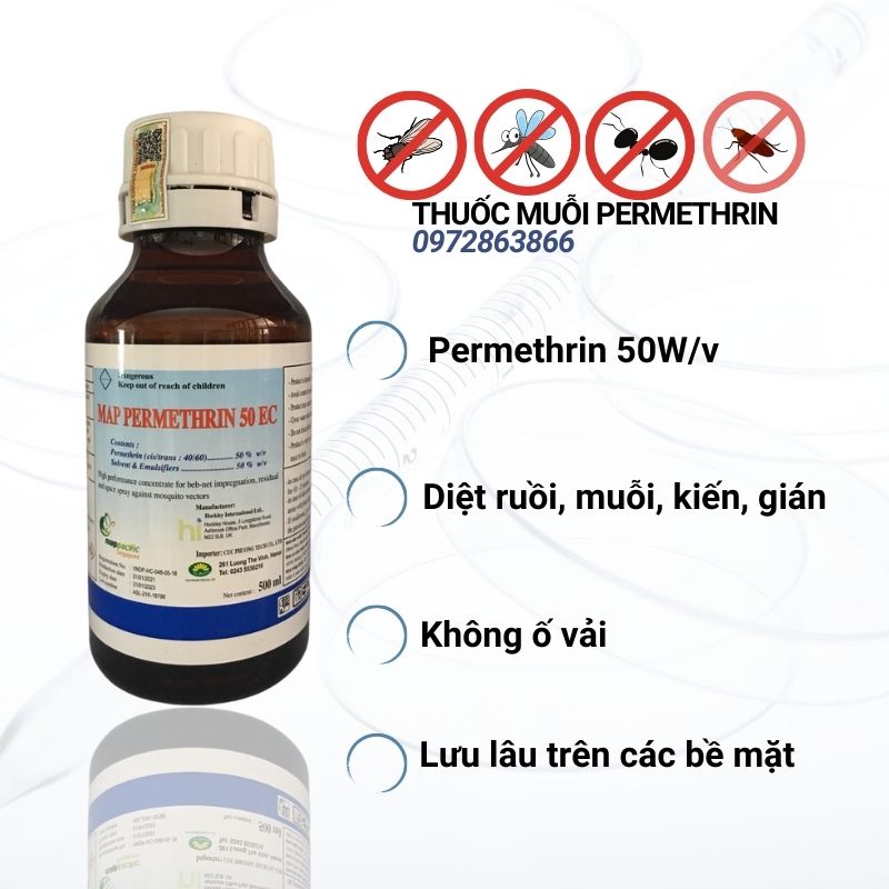 Thuốc diệt muỗi Map Permethrin 50EC chai 500ml