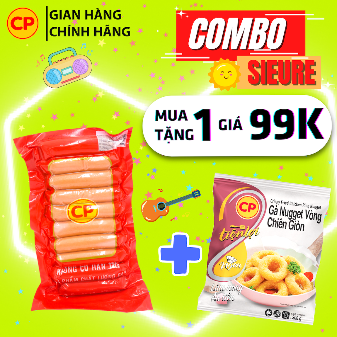 Combo SIEURE Xúc Xích Vealz 3A + Gà Chiên