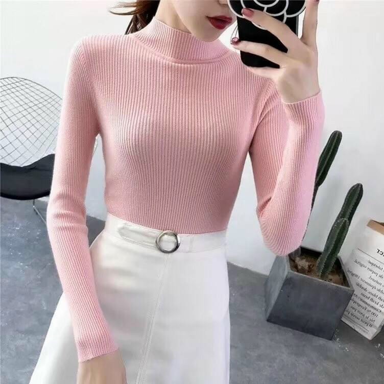ÁO THUN GÂN CỔ LỌ FORM ÔM BODY TAY DÀI MC