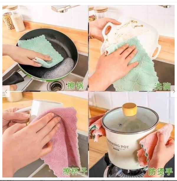 Combo 10 Khăn Lau Bếp Đa Năng 2 Mặt Viền Zíc Zắc ( Màu ngẫu nhiên)