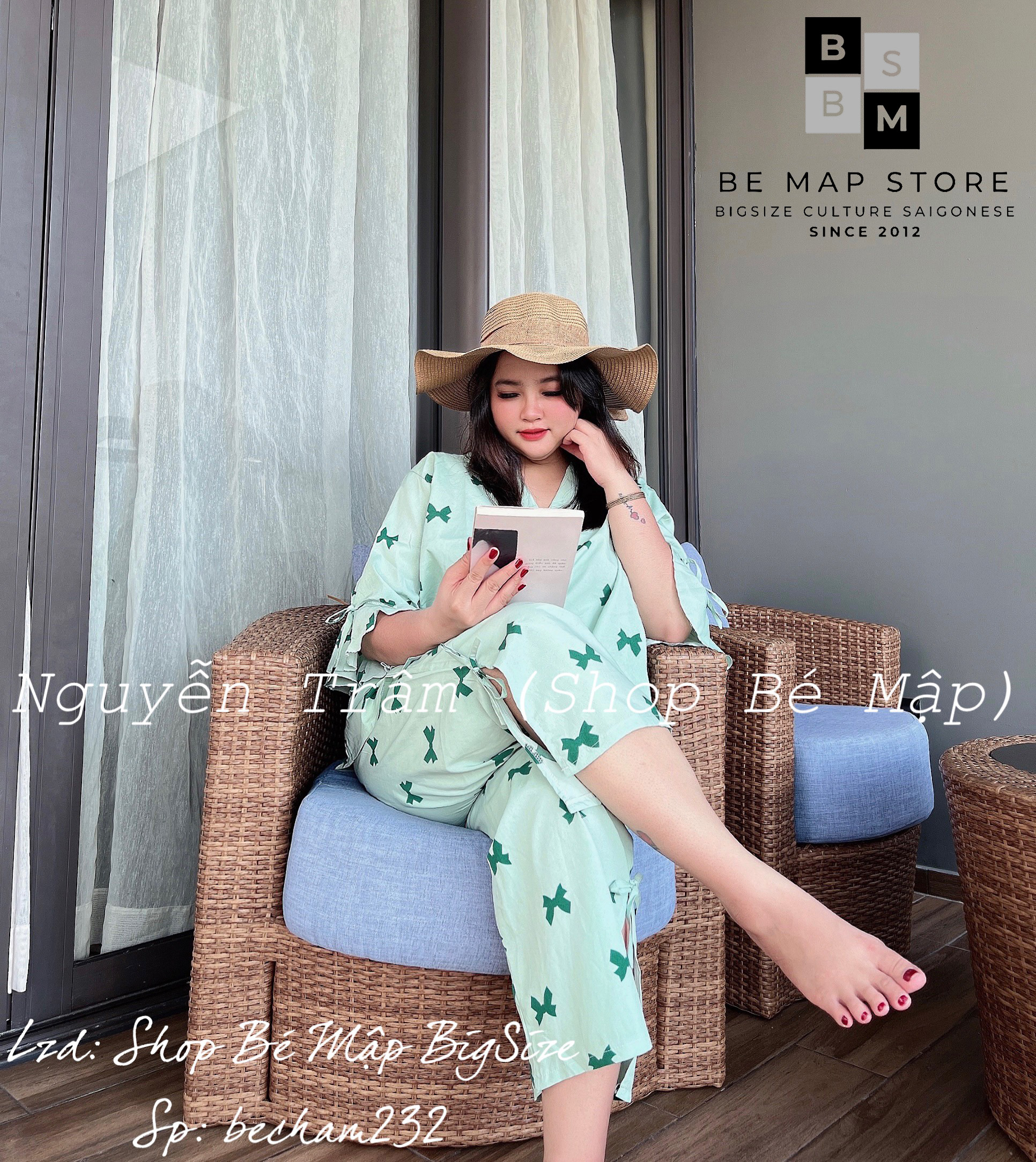 Set Pijama Bèo Đính Nơ BigSize 70-90Kg [Hình Thật Chính Chủ]