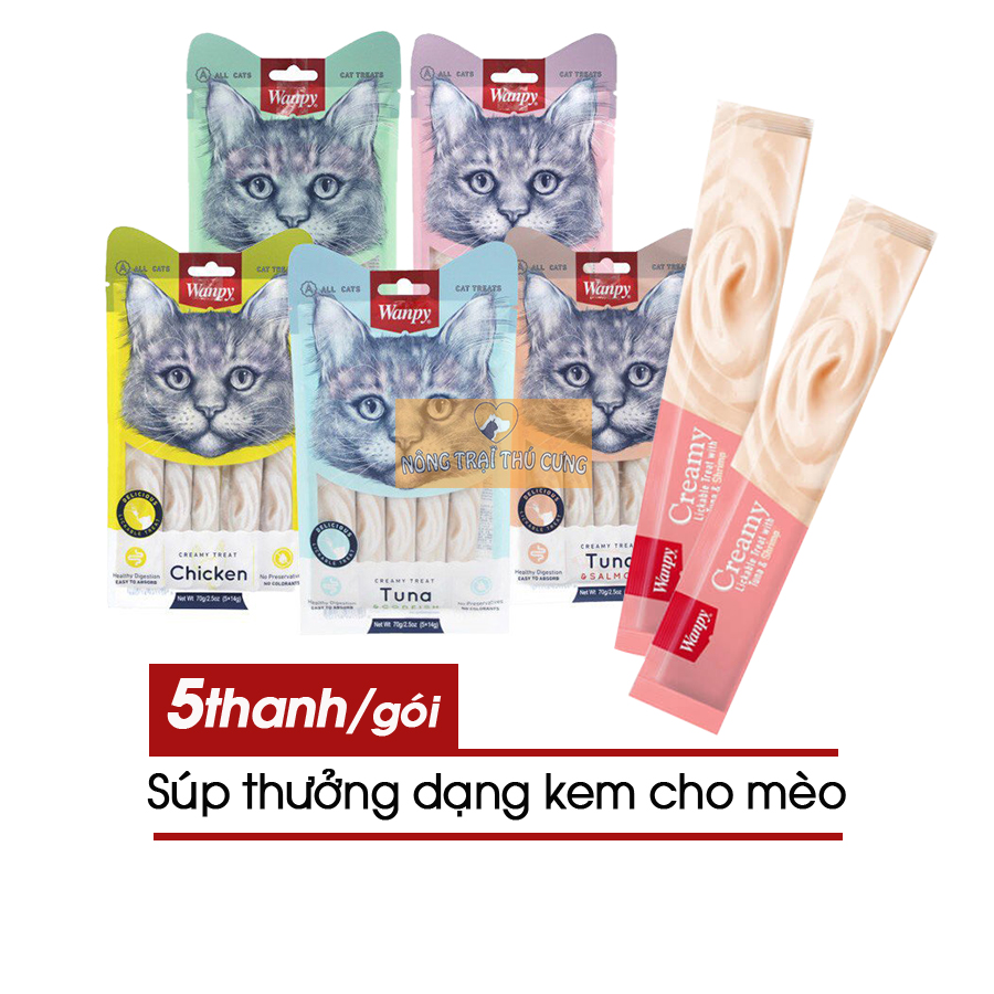 Kem Súp Thưởng Wanpy Creamy Cho Mèo (5 Thanh) - [Nông Trại Thú Cưng]