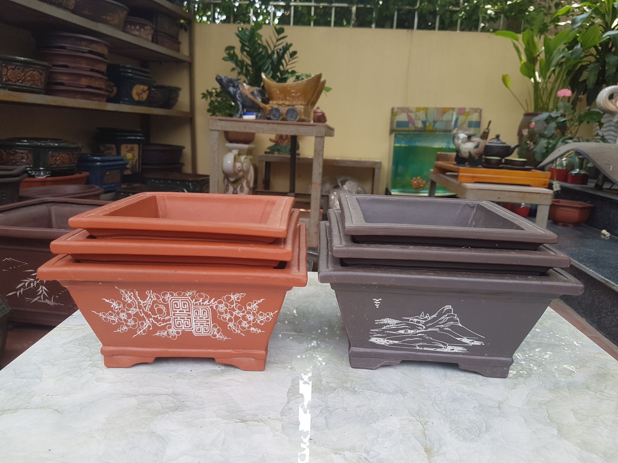 Bộ chậu vuông mini