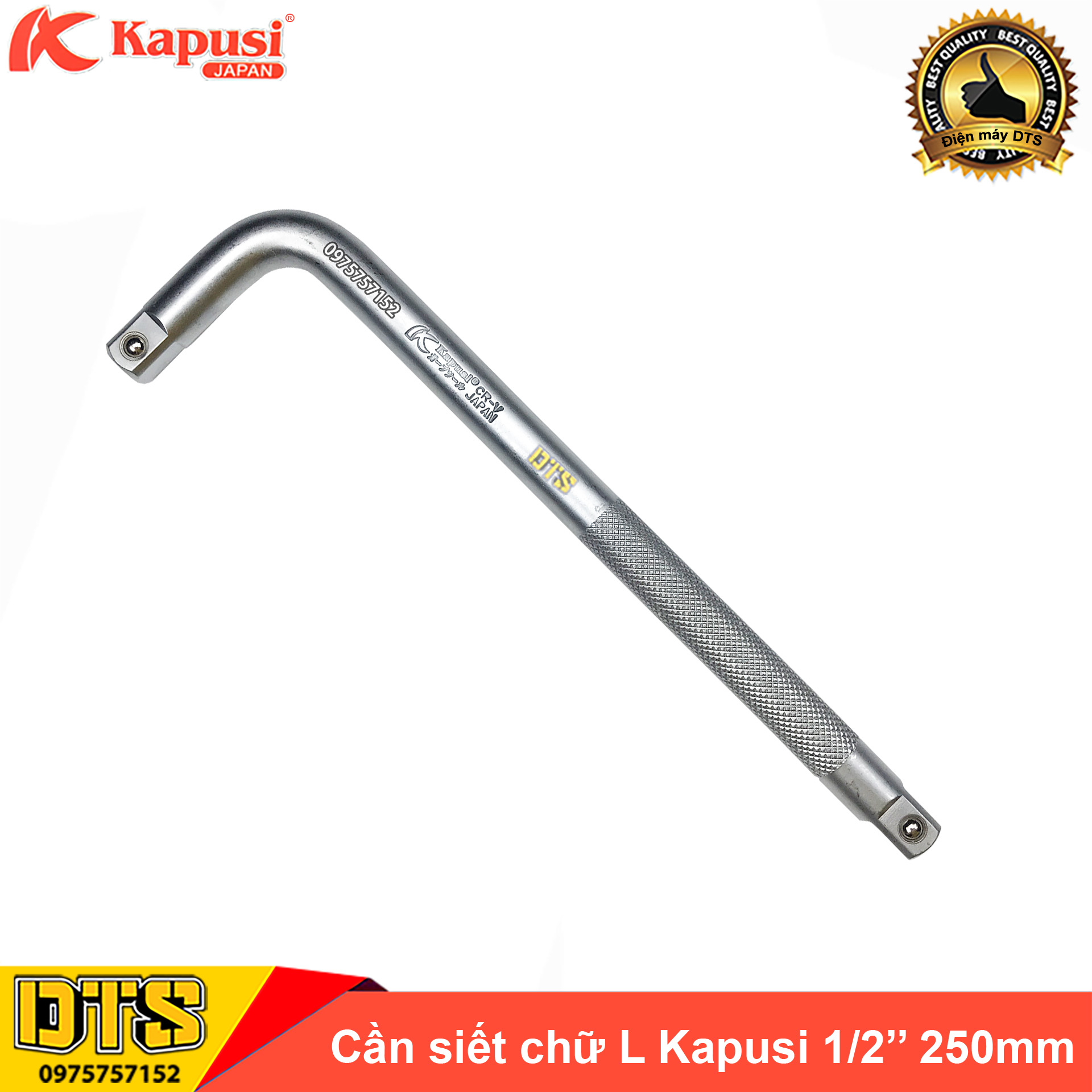 Cần siết chữ L Nhật Kapusi 1/2’’x10’’ 250mm, tay siết lực cong dạng chữ L vặn đầu tuýp, đầu khẩu