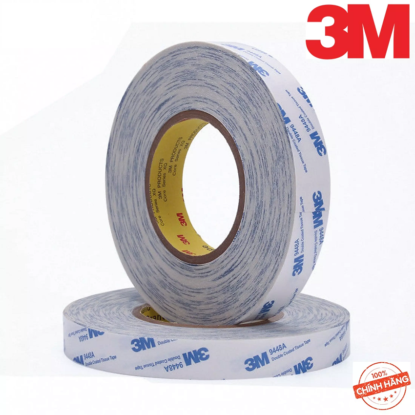 [HCM][TIỆN LỢI] Băng Keo 2 Mặt 3M 9448A 10mmx50m phù hợp bám dính với nhiều loại bề mặt khác nhau