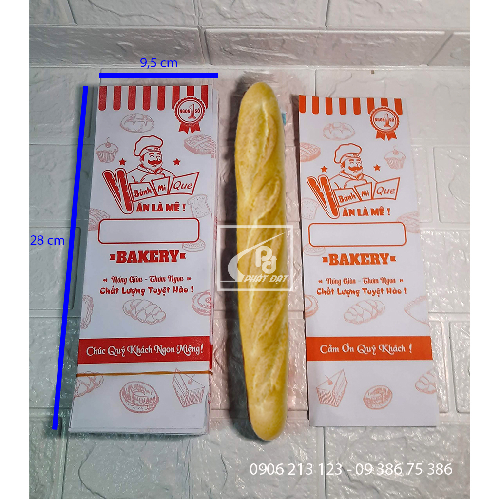 Túi giấy bánh mì que ( banhmique ) in sẵn 100 cái