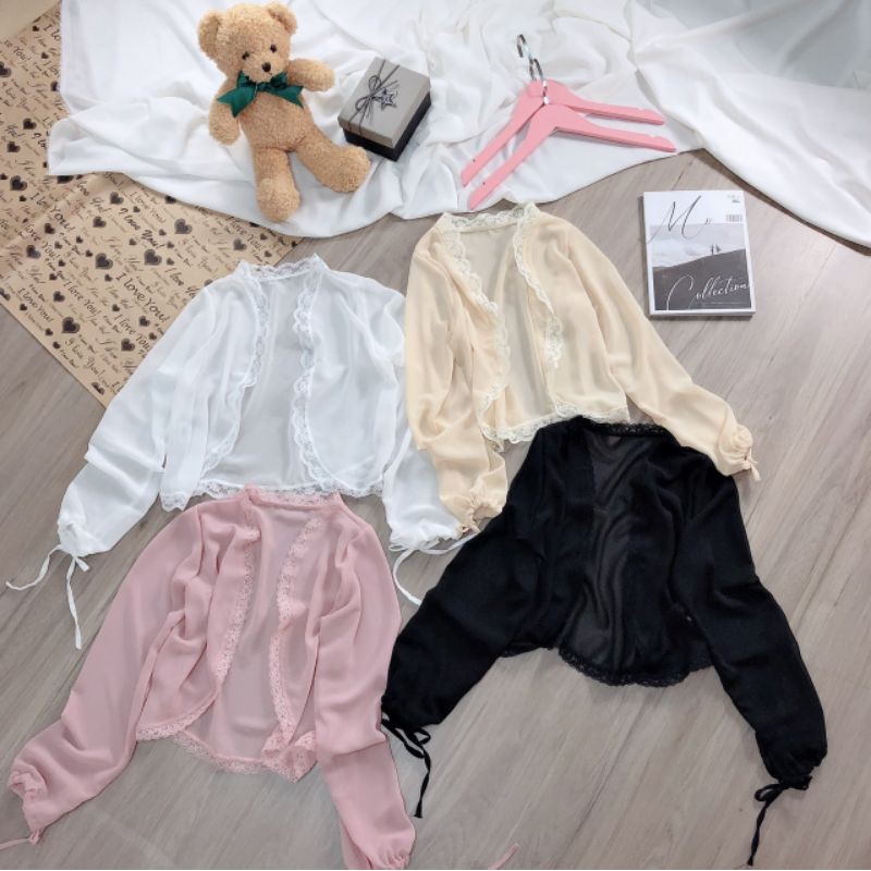 ÁO KHOÁC VOAN MỎNG MANH PHỐI REN