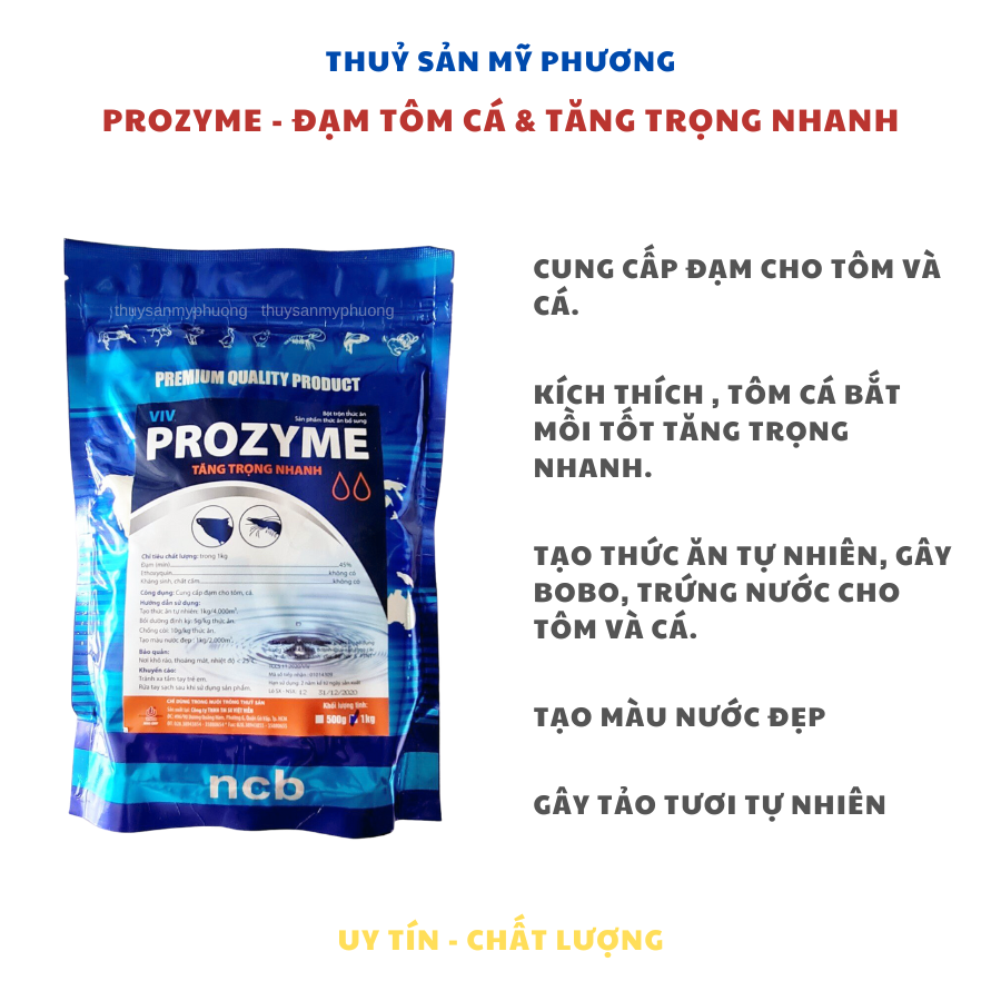 Thuoc tăng trọng đạm tôm cá thuoc gây màu nước tảo đẹp - prozyme - tăng trọng - dinh dưỡng - tạo thức ăn trứng nước cho tôm cá - chế phẩm sinh học nuôi tôm cá ếch lươn baba - thuốc thuỷ sản mỹ phương