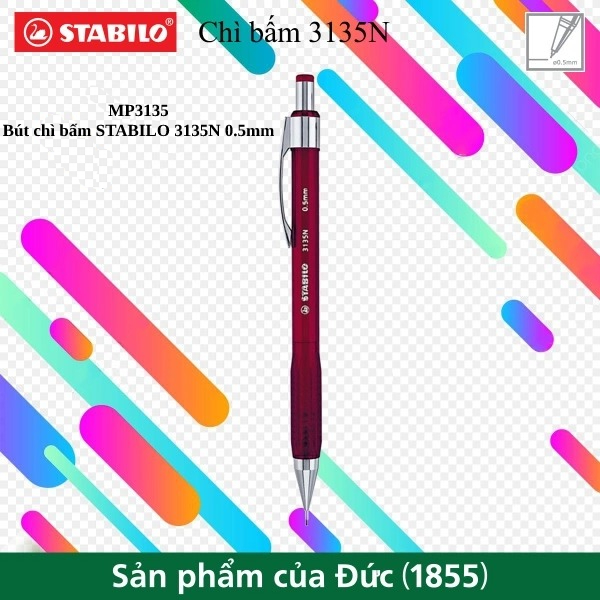 1 bộ chì bấm stabilo 3135n 0.5mm+ruột chì pc3206r24-2b+gôm er 193
