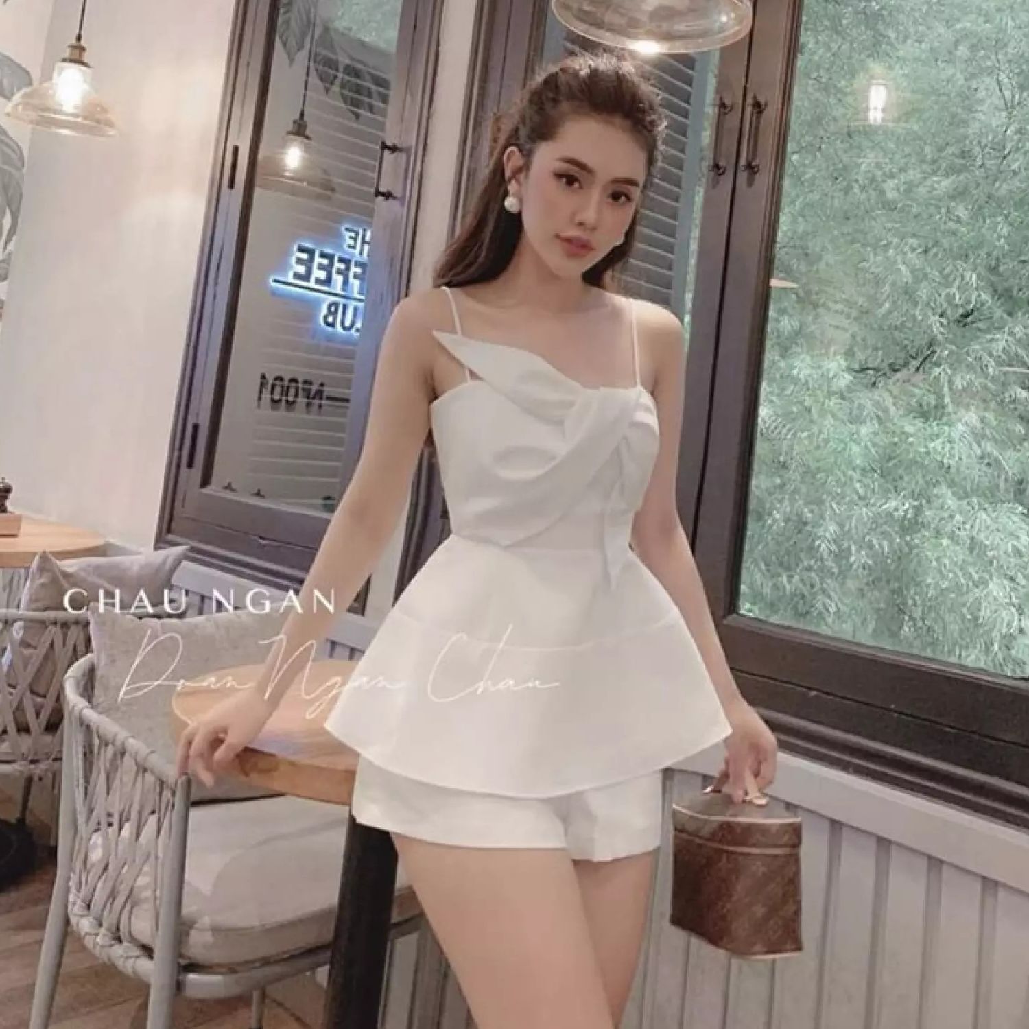 Sét Bộ 2 Dây Bèo Nơ Ngực ( Có Mút ) Thời Trang Nữ