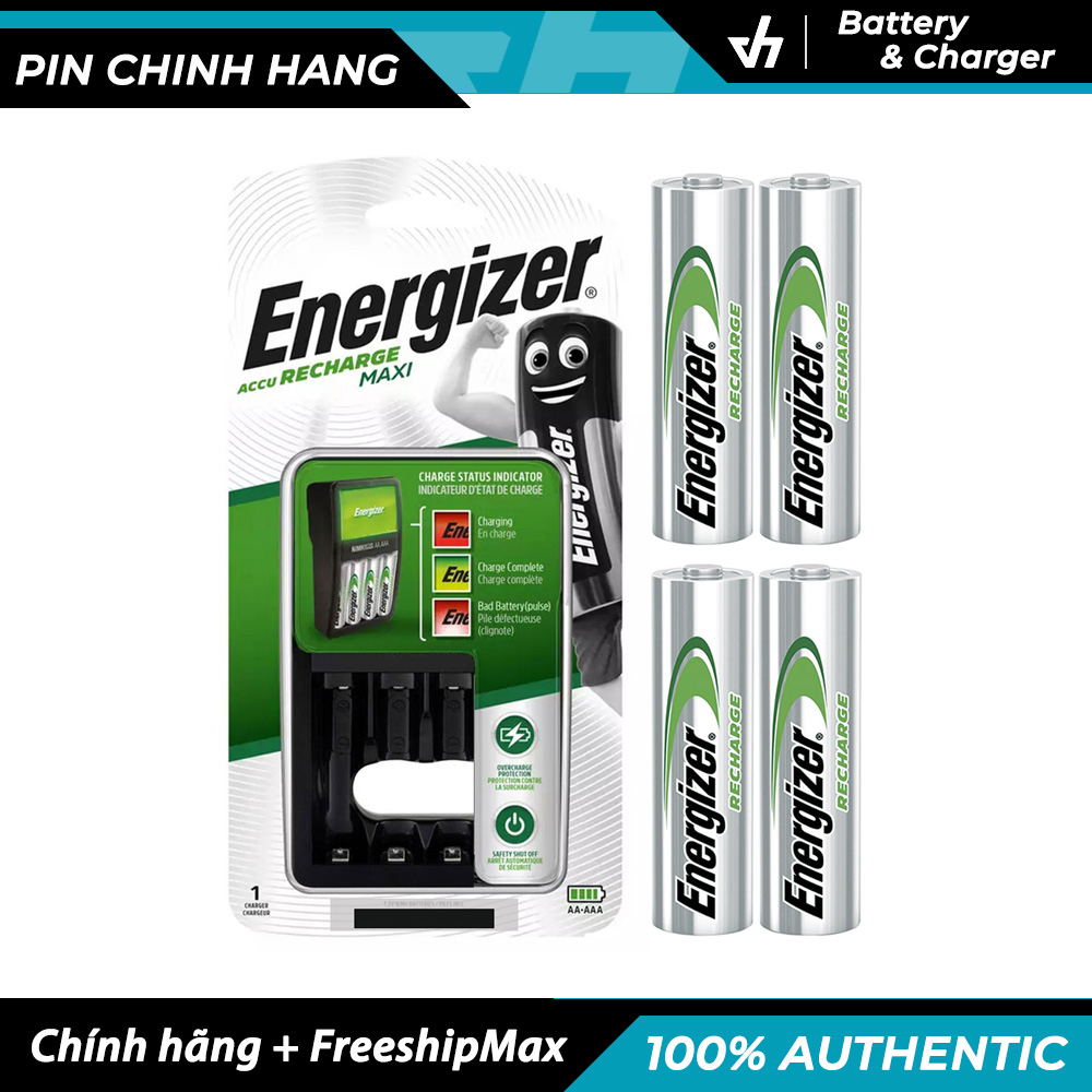 Bộ sạc Energizer Charger tự ngắt sạc + 4 pin AA TRAY 2000mAh