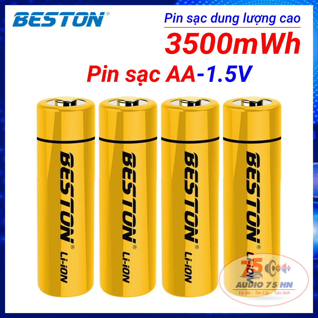 Đơn giá 01 viên pin sạc lithium 1,5v- aa chính hãng beston 3500mwh