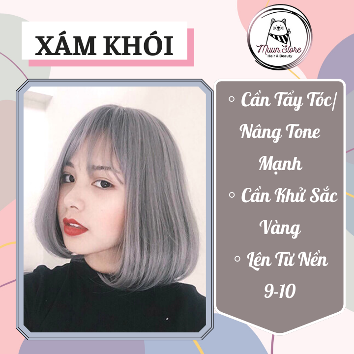 Thuốc Nhuộm Tóc Màu Xám Khói [Tặng Kèm Oxy + Chụp Tóc + Găng Tay]