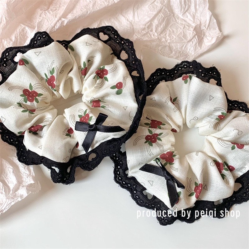 SCRUNCHIES LỤA CÁT CHERRY  - CỘT TÓC VẢI THỜI TRANG NỮ HOT TREND