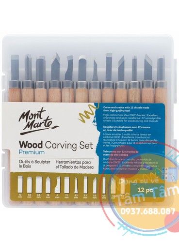 Mont Marte wood carving knife 12 pc in plastic box