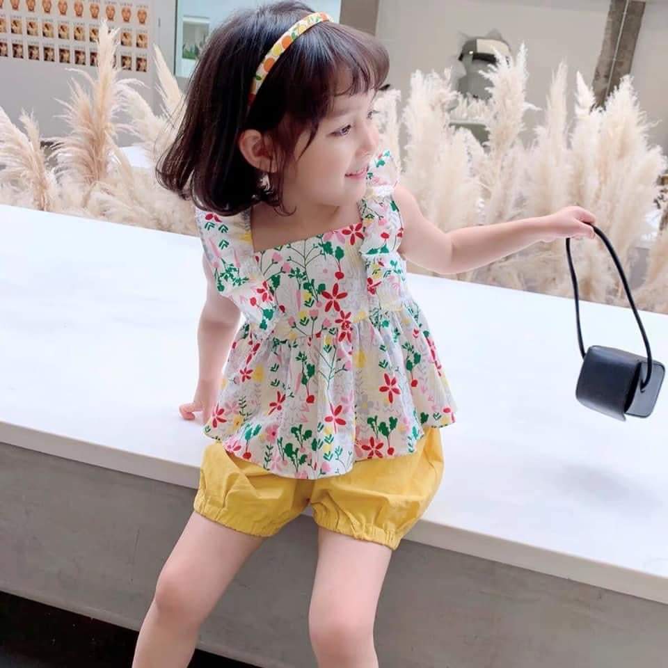 Bộ Đồ Bé Gái , Bộ Bé Gái Chất Đũi  Siêu Mát
