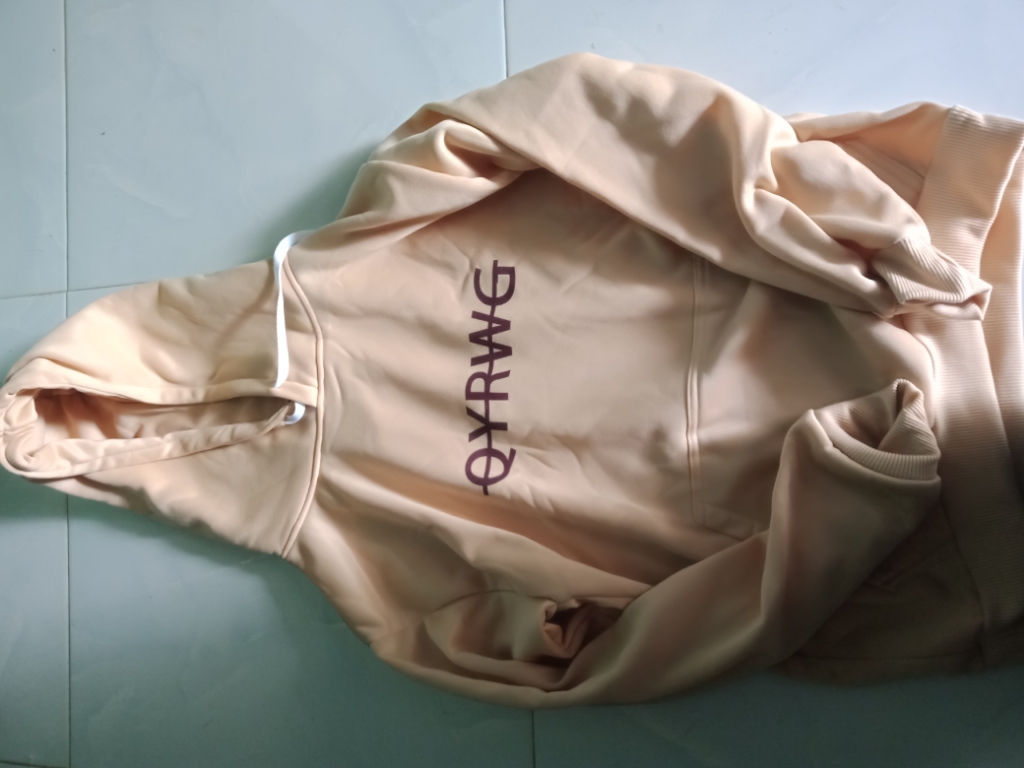 [Hoàn Tiền 15%] Áo hoodie nữ màu be in kí tự