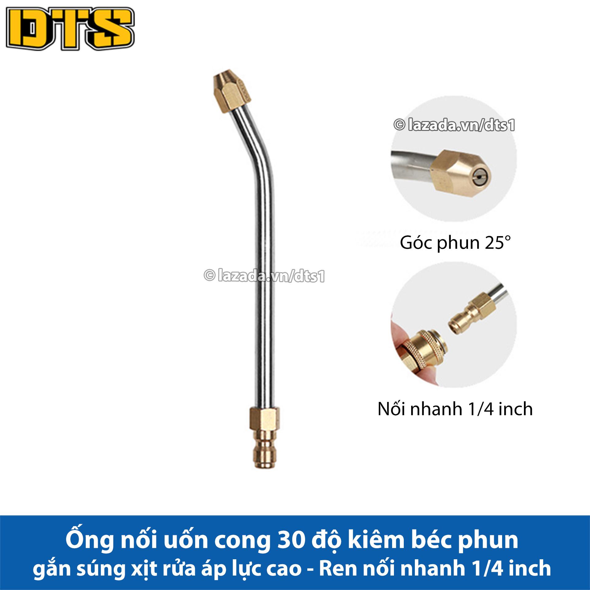 Ống nối uốn cong 30 độ kiêm béc phun gắn súng xịt rửa áp lực cao của máy rửa xe cao áp - Ren nối nhanh 1/4