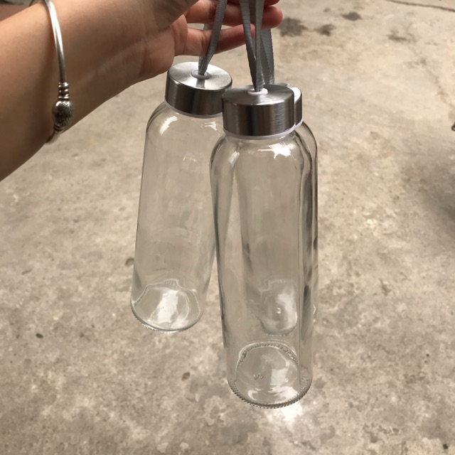 Combo 8 Chai nước thủy tinh 500ml có dây xách