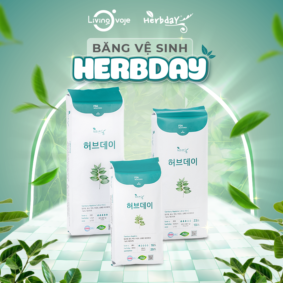 Băng vệ sinh Thảo Dược Hàn Quốc - Love U Herbday 3 size 16cm - 23cm - 28cm
