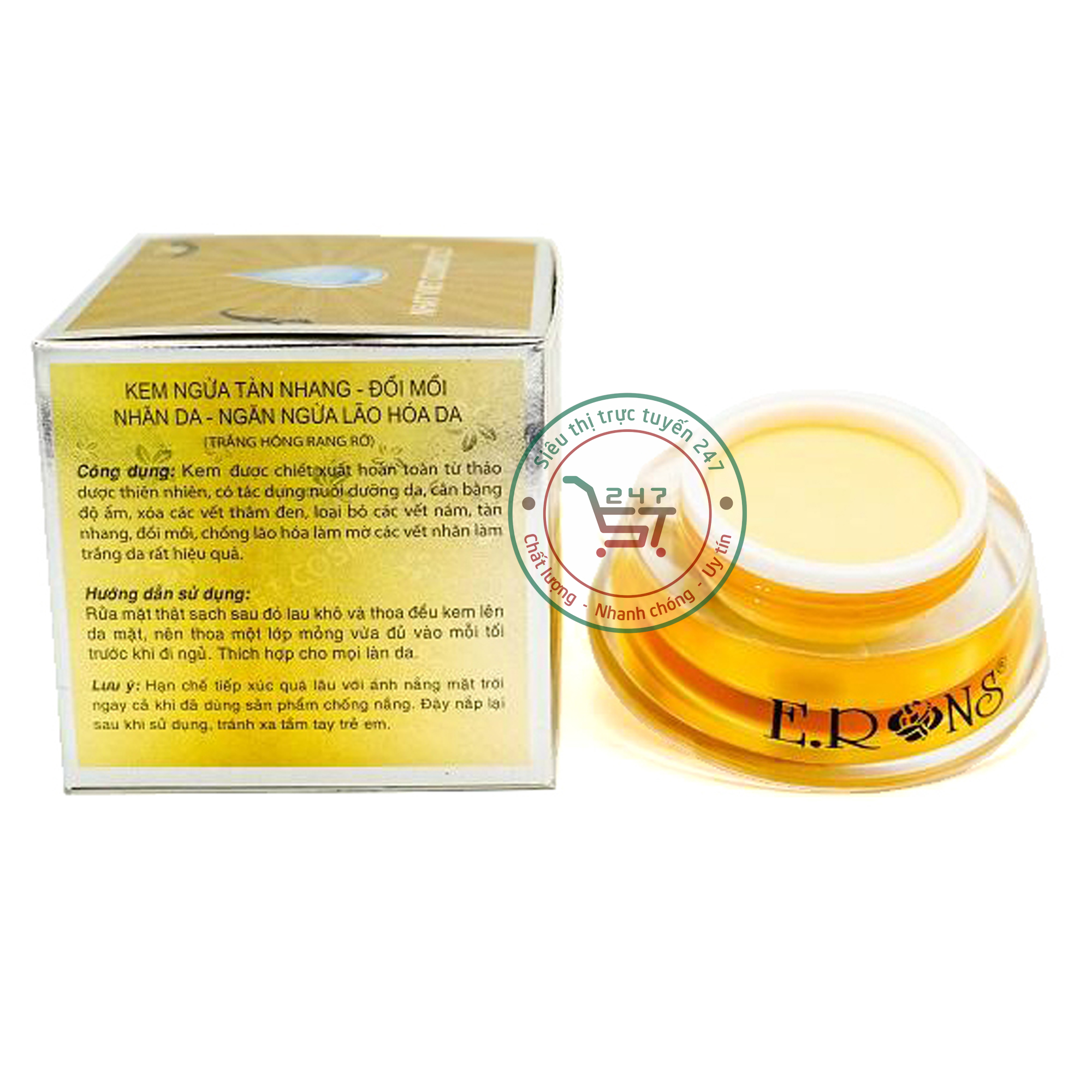 Kem Nám Tàn nhang Trắng da ngừa Nhăn da Đồi mồi Chống lão hóa da ERons 17.2g (Vàng-Xám)