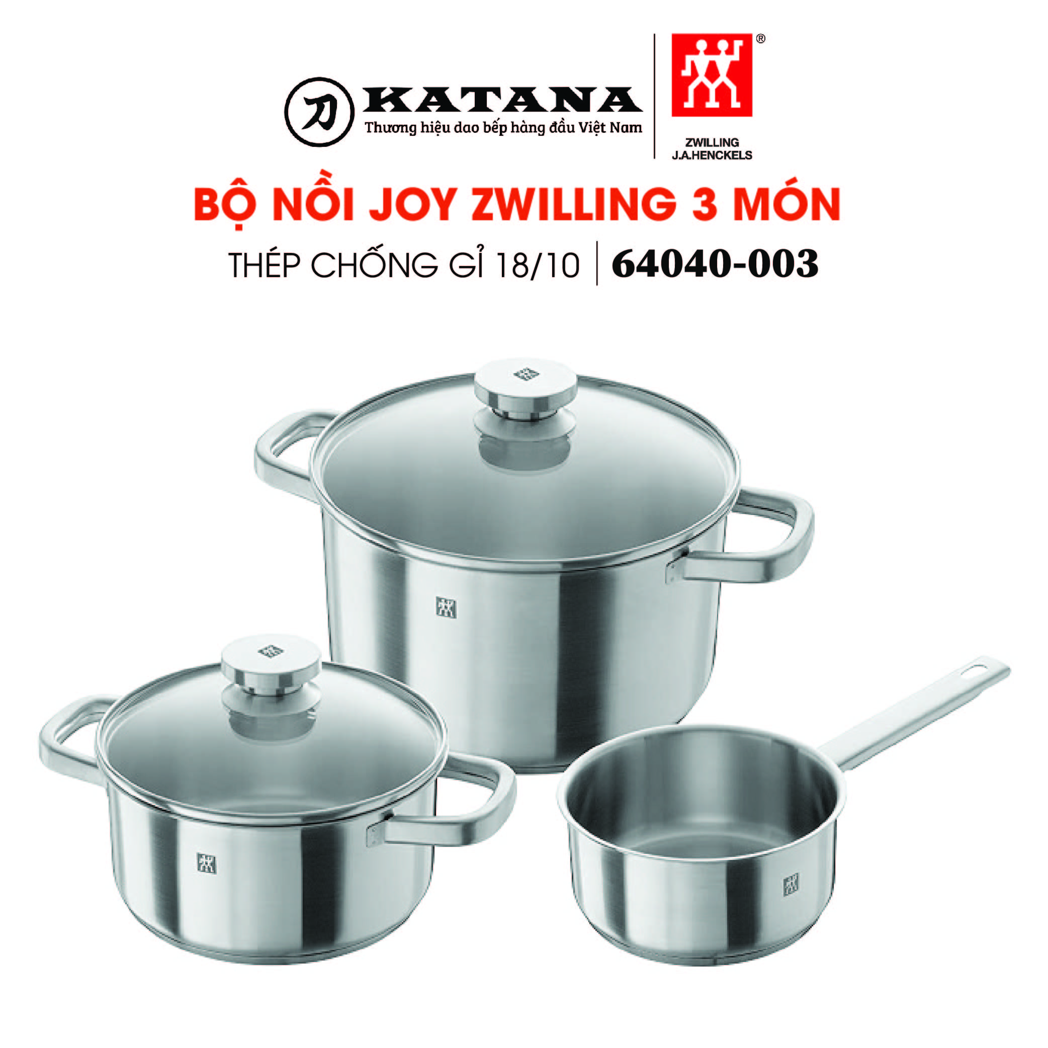 [Trả góp 0%]ZWILLING - Bộ nồi Joy - 3 món