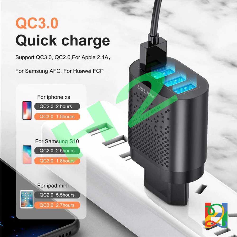 Củ sạc siêu nhanh uslion hỗ trợ sạc nhanh qc 3.0 - 4 cổng usb