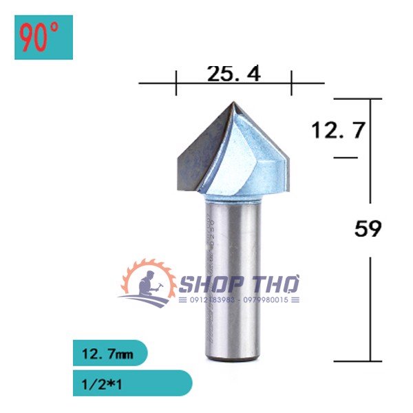 Mũi Phay 3D Tideway Đánh Góc Nhọn 90 độ